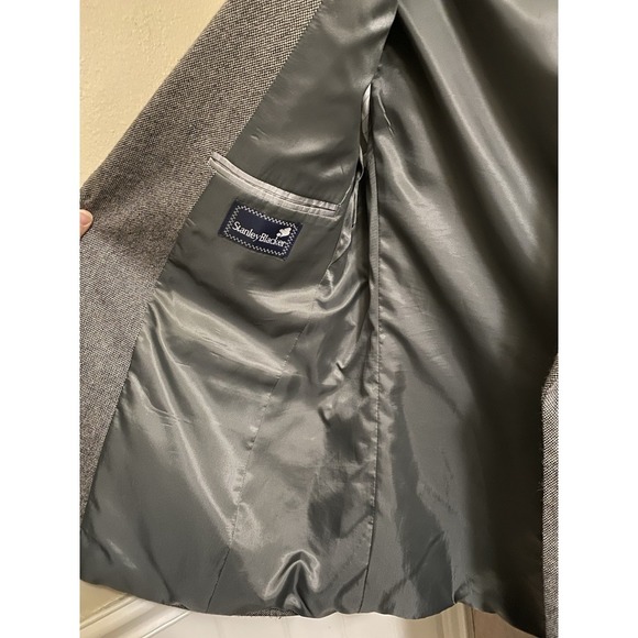 Stanley Blacker Blazer Men's 100% Lambswool Black White Tweed Style 42R 2 Button - Picture 10 of 12